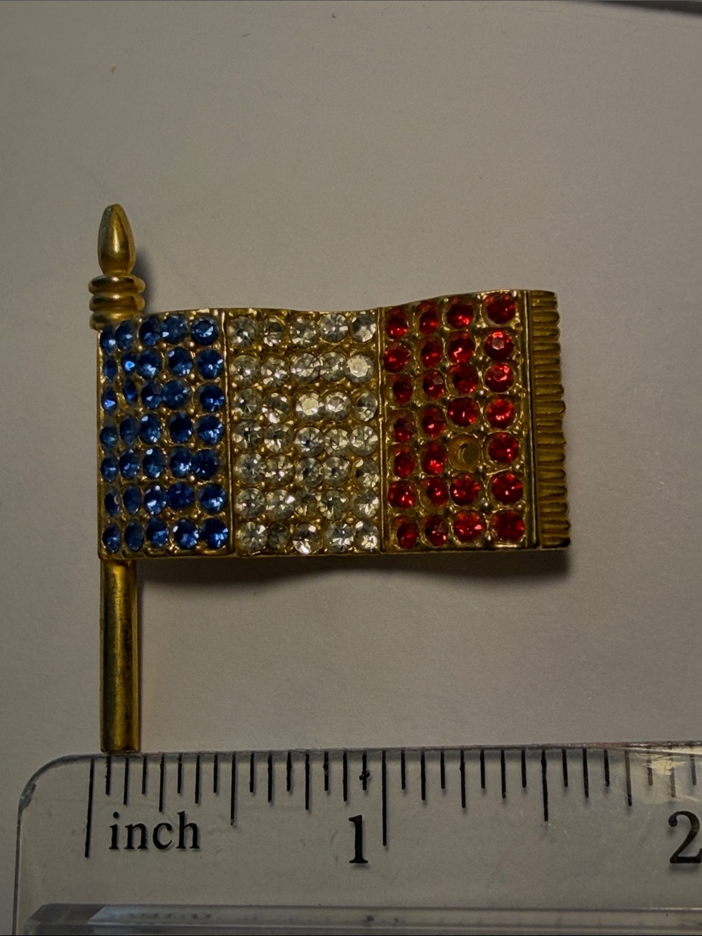 Vintage Gold Tone Flag of France Pin Brooch